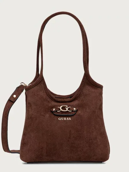 Guess geantă crossbody pentru femei cu imitație de piele întoarsă SAMANTHA maro