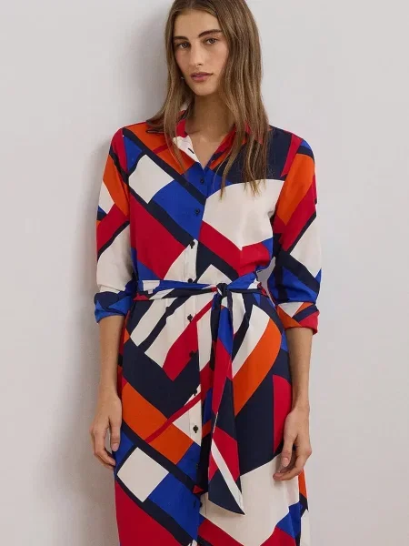 Šaty Lauren Ralph Lauren midi modrá