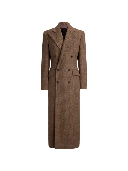Palton Ralph Lauren Collection cu model pepito cu două rânduri de nasturi maro