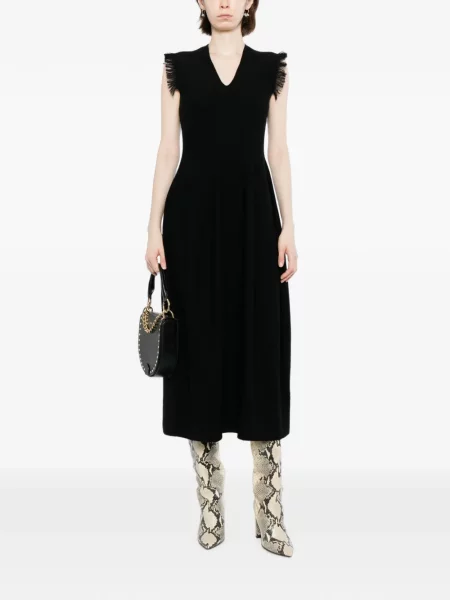 Rochie midi Less cu franjuri negru