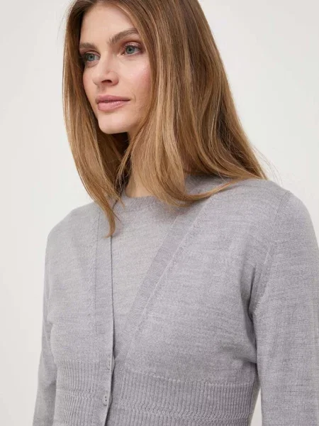 Max Mara Leisure gyapjú póló és kardigán szürke