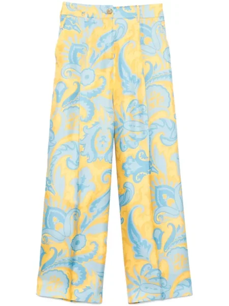 Pantaloni Etro de mătase albastru
