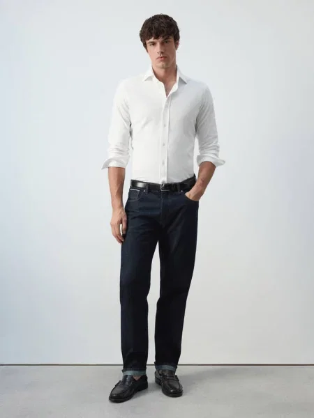 Koszula slim fit z bawełny Mężczyzna XXL MANGO MAN biały