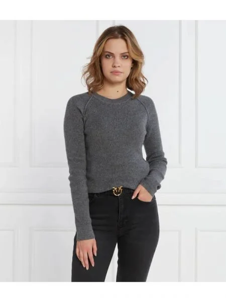 Pinko Pulover cu adaos de lână și cașmir gri