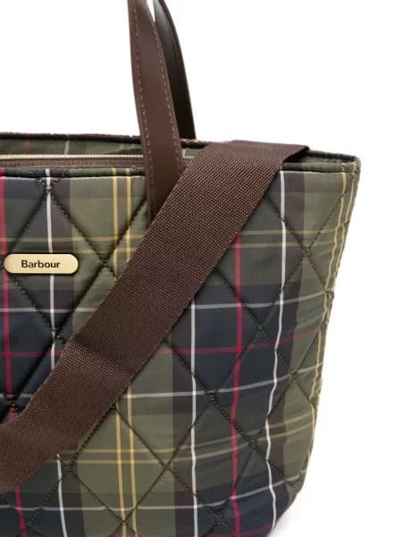 Καρό καπιτονέ τσάντα shopper Barbour πράσινο