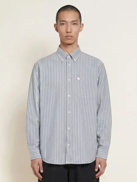Carhartt Wip Košile Kanan Loose Fit šedá bílá