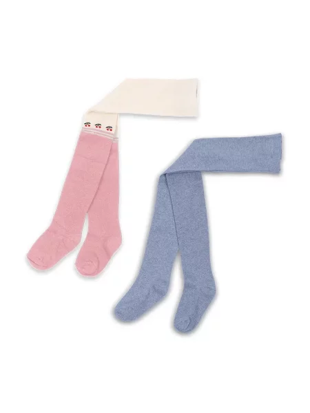 Konges Sløjd Dětské punčocháče 2 PACK CHERRY LUREX TIGHTS modré