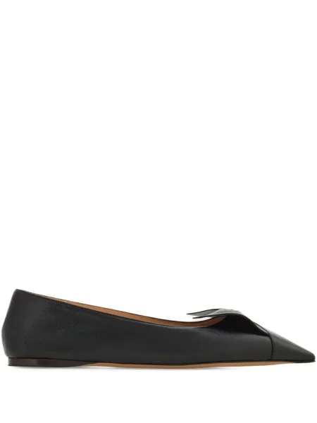 Balerini Ferragamo cu funde din piele negru