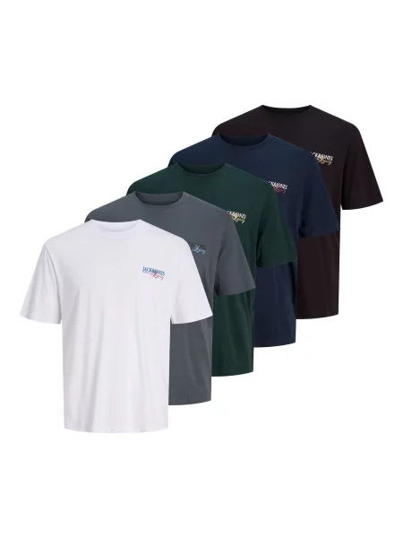 JACK & JONES Majica JJJADE temno modra / temno siva / jelka / črna bela