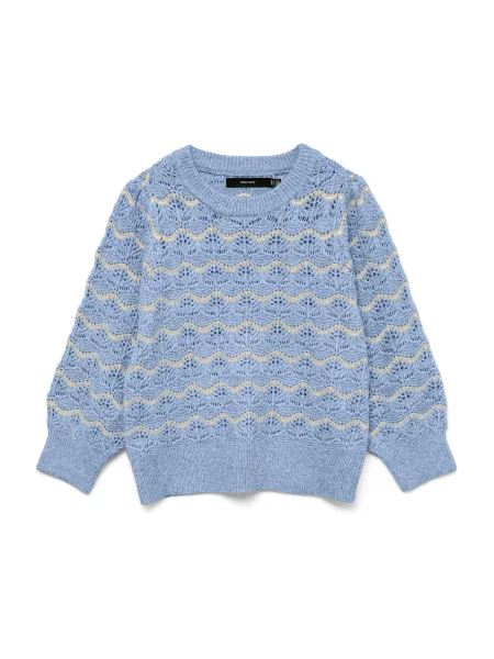 VERO MODA Pulover VMLEONOR crem / porumbel albastru