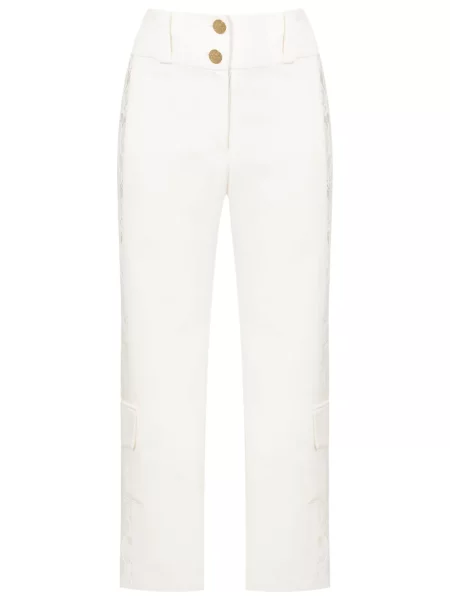 Spodnie cargo Lethicia Bronstein koronkowe o krotszym kroju białe