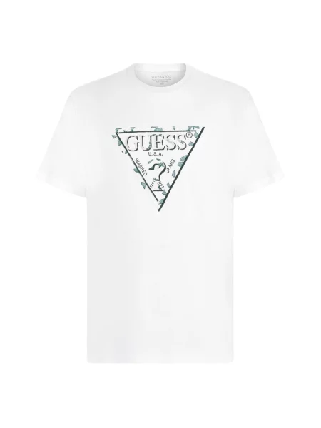 GUESS Tricou verde smarald / verde închis alb