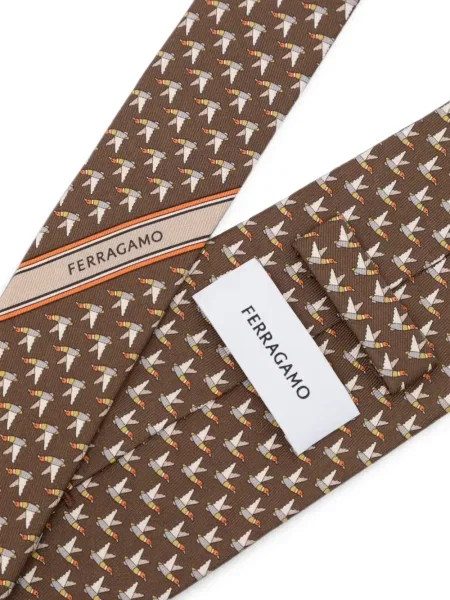 Cravată Ferragamo cu imagine maro