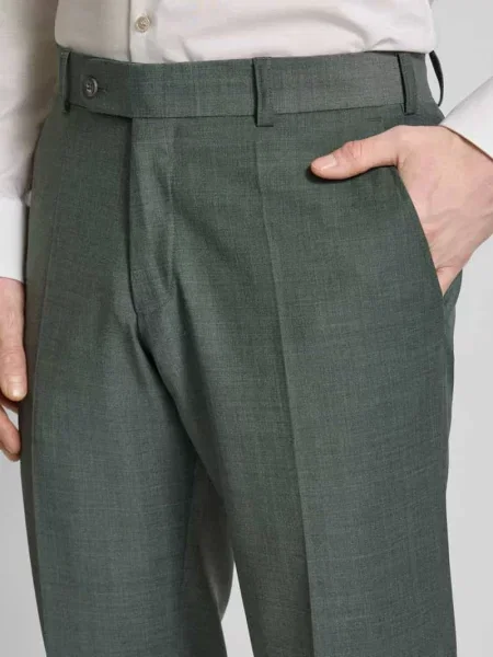 Spodnie do garnituru o kroju slim fit w kant Wilvorst zielone