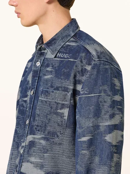 Hugo Blue Džínová Košile Ebalto Comfort Fit tmavě modrá/ tmavě modrá