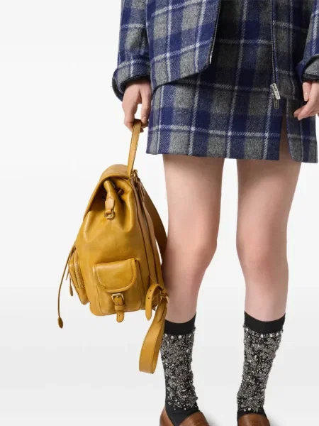 Fusta mini Miu Miu în carouri albastru