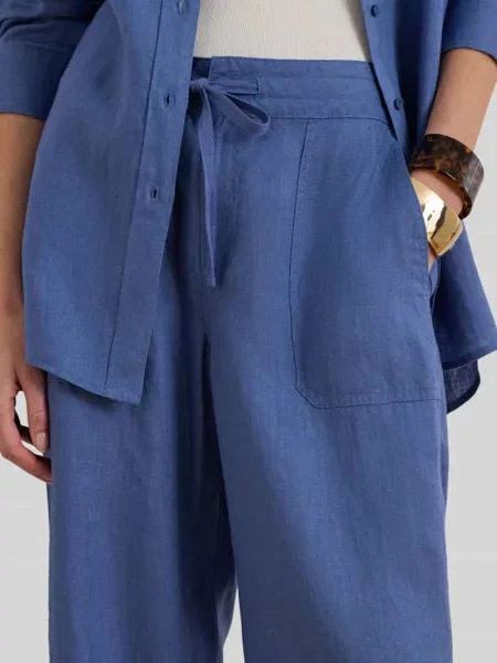 Spodnie o kroju regular fit o szerokości z czystego lnu Lauren Ralph Lauren