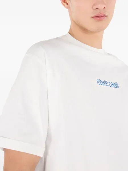 Tricou Roberto Cavalli cu imagine alb