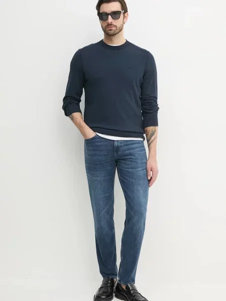 BOSS Orange sweter granatowy lekki niebieski