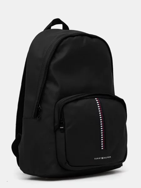 Duży lniany plecak Tommy Hilfiger czarny