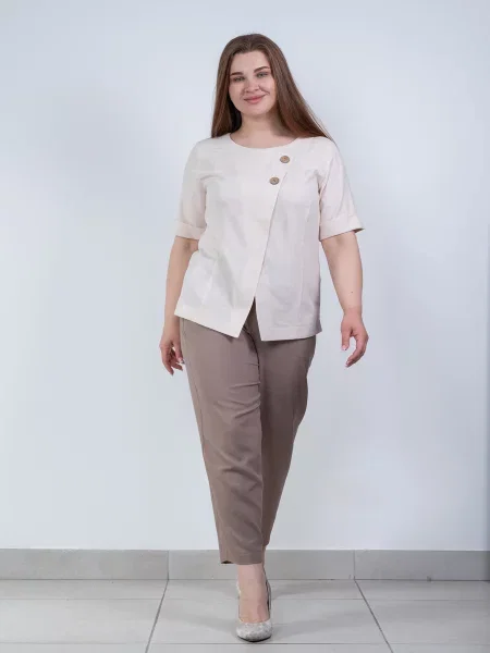 Лляні Штани повсякденні Nita світло-коричневий коричневі