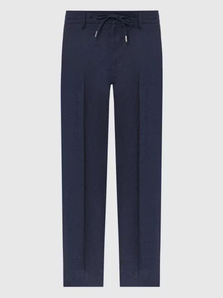 Темно-сині штани з льону Bertolo Cashmere сині