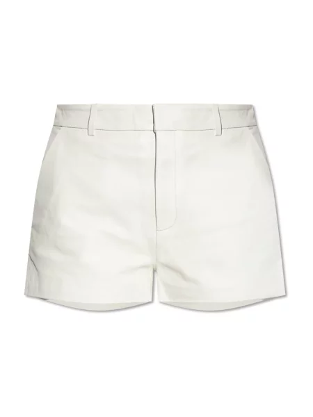 Gestuz szorty skórzane gładkie high waist biały