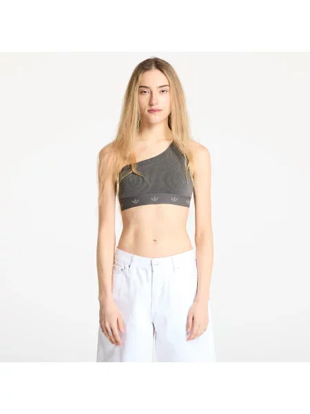 Топ Adidas Originals на одне плече в рубчик чорний