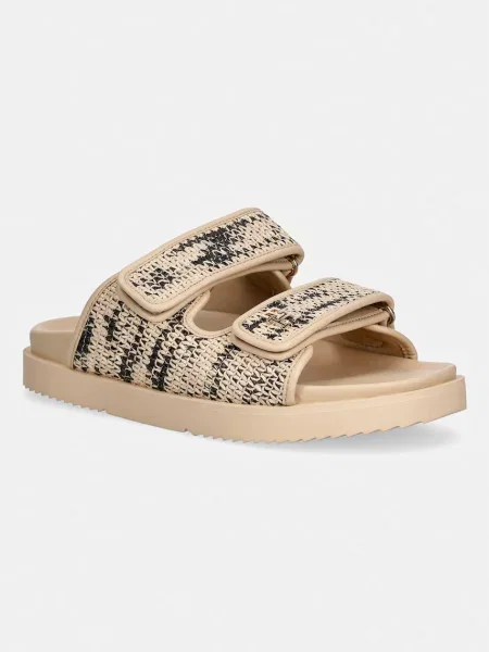 Tommy Hilfiger šľapky dámske DOUBLE STRAP RAFFIA SANDAL béžová
