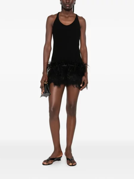 Rochie mini Vestiaire D'un Oiseau Libre cu pene negru