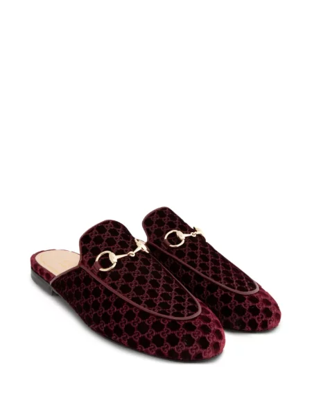 Papuci tip mules Gucci de catifea roșu