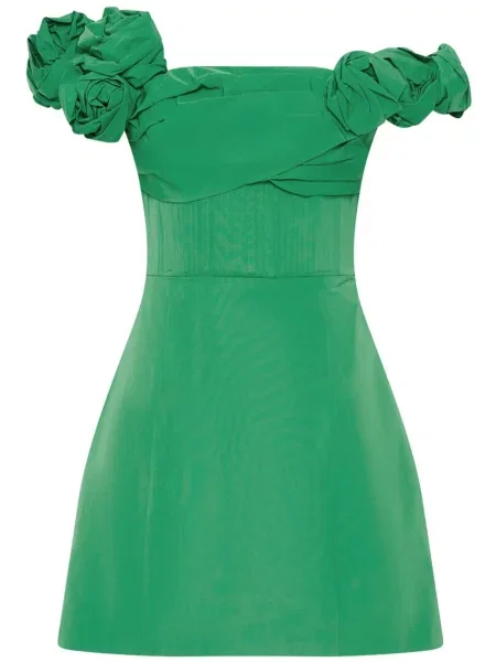 Rochie mini Rachel Gilbert cu guler henley de costum mini verde