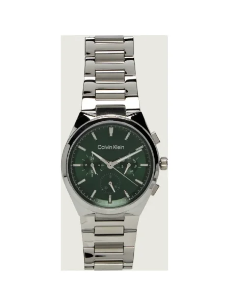Calvin Klein Ceas analogic DISTINGUISH verde pin argintiu