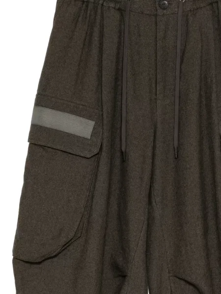 Pantaloni cargo Devoa de lână verde