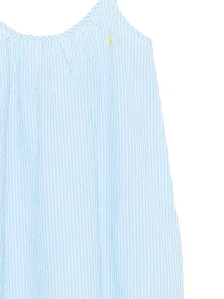 Kožené pruhované tričko Polo Ralph Lauren s autogramem modré