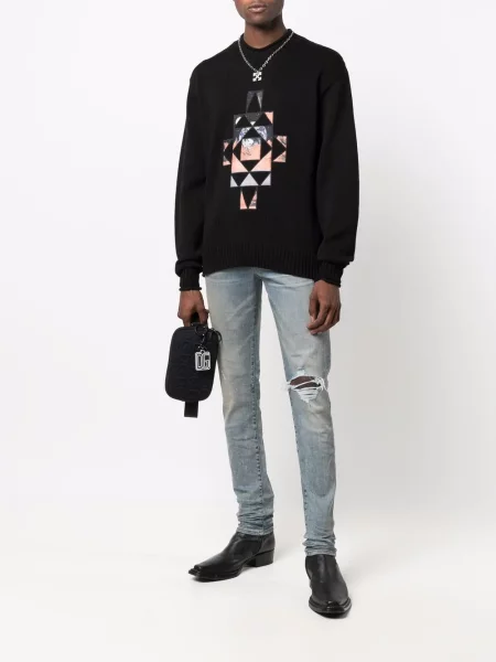 Skinny jeansy skinny Amiri z przetarciami niebieskie