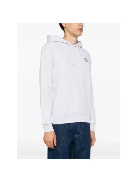 Bluza z kapturem A.p.c. z kapturem z logo szara