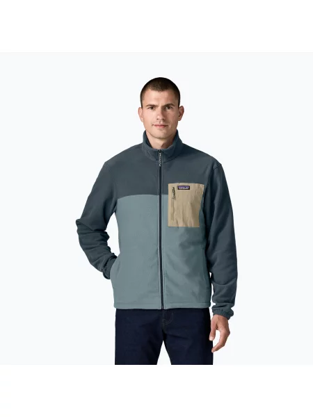 Hanorac din fleece Patagonia din fleece cu buzunare aplicate albastru