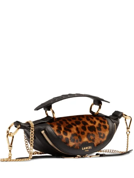 Geanta crossbody Lancel din piele cu imagine cu model leopard negru