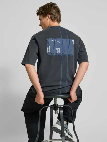 T-shirt ze szwami w kontrastowym kolorze A-cold-wall* czarna