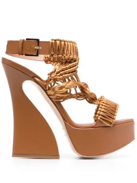 Sandale Alberta Ferretti din piele cu platformă maro