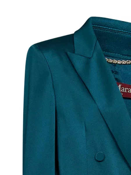 Σατέν μπλέιζερ Max Mara διπλόκουμπα πράσινο
