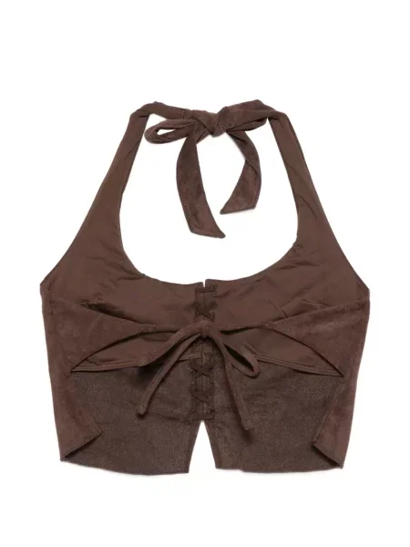 Топ Frankies Bikinis връзки кафяво