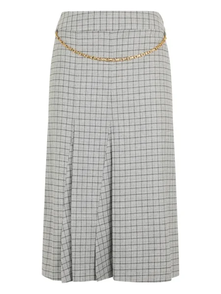 Fusta plisata Malo în carouri plisată până la genunchi gri