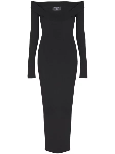 Rochie maxi Balmain tricotate de costum negru