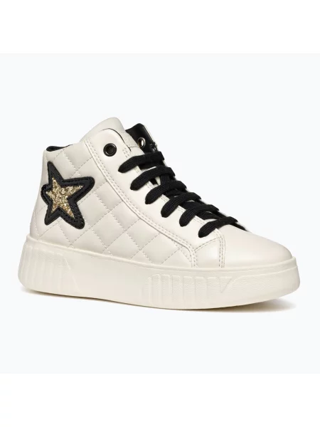Buty juniorskie Geox Mikiroshi light ivory/black czarne