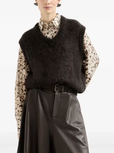 Vestă Brunello Cucinelli de mohair maro