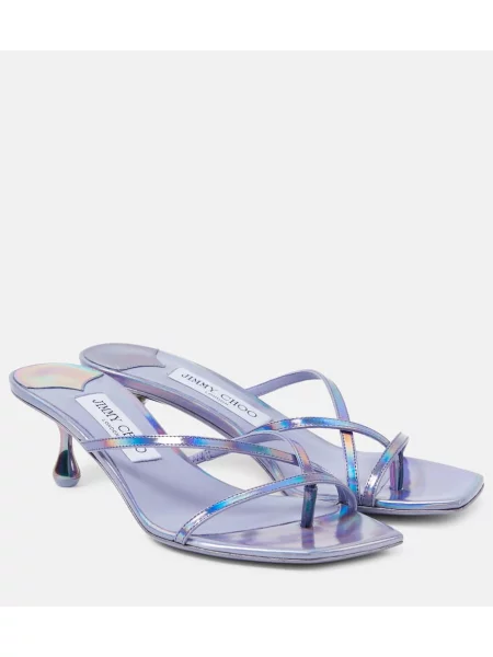 Usnjene mules Jimmy Choo vijolična