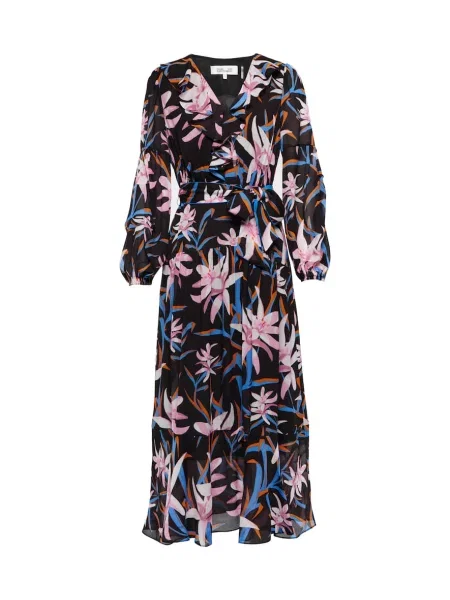 Rochie midi Diane Von Furstenberg cu model floral până la genunchi de costum negru