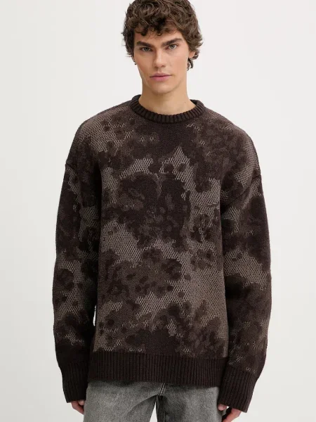 G-Star pulover din amestec de lână Loose jacquard maro